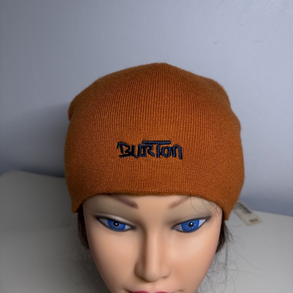 Burton Snowboard Beanie - Reversible - Orange Knit Cap Embroidered Logo